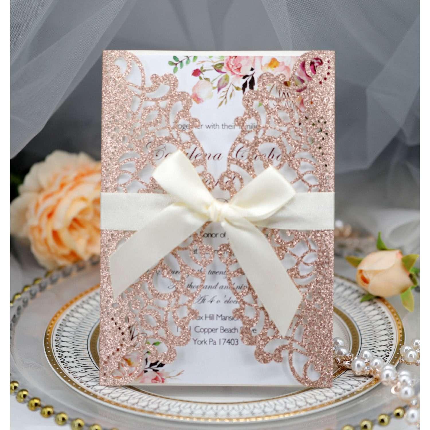 2020 Invitation Card Wedding Card Design Laser Cut Silvery Laser Cut Paper